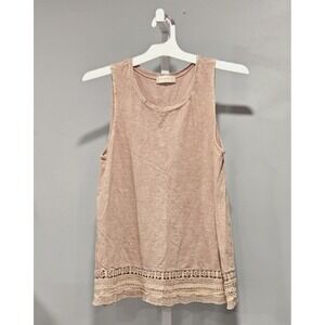 Altar'd State Size S Grunge-Dye Dusty Rose Pullover Top Crochet Detail Boho-Chic